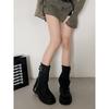 Brown slim with skirt thick-soled British Martin boots women's 2025 new autumn small thick heel short boots