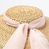 Large Wide Brim Flat Top Sun Straw Hat Fashionable Summer With Long Ribbon Hats For Women Holiday Vintage Beach Visor Cap