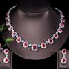 CMM High Quality Emerald Color Zirconia Women's Party Jewelry Earrings Necklace Set