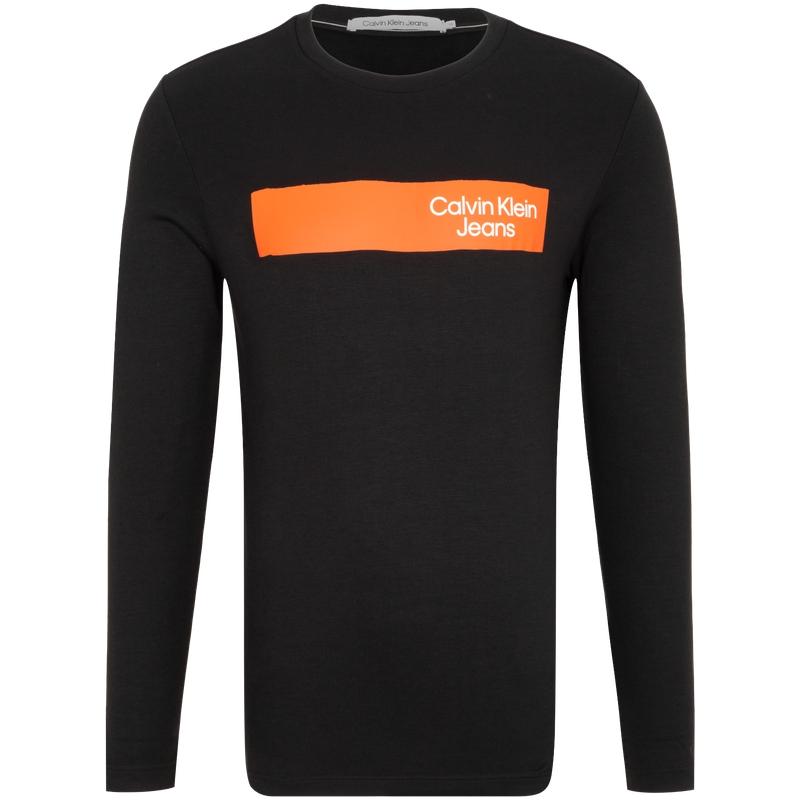Calvin Klein Футболка с круглым вырезом и принтом Color Block, дышащая, с длинным рукавом, мужская, черная J322165-BEH