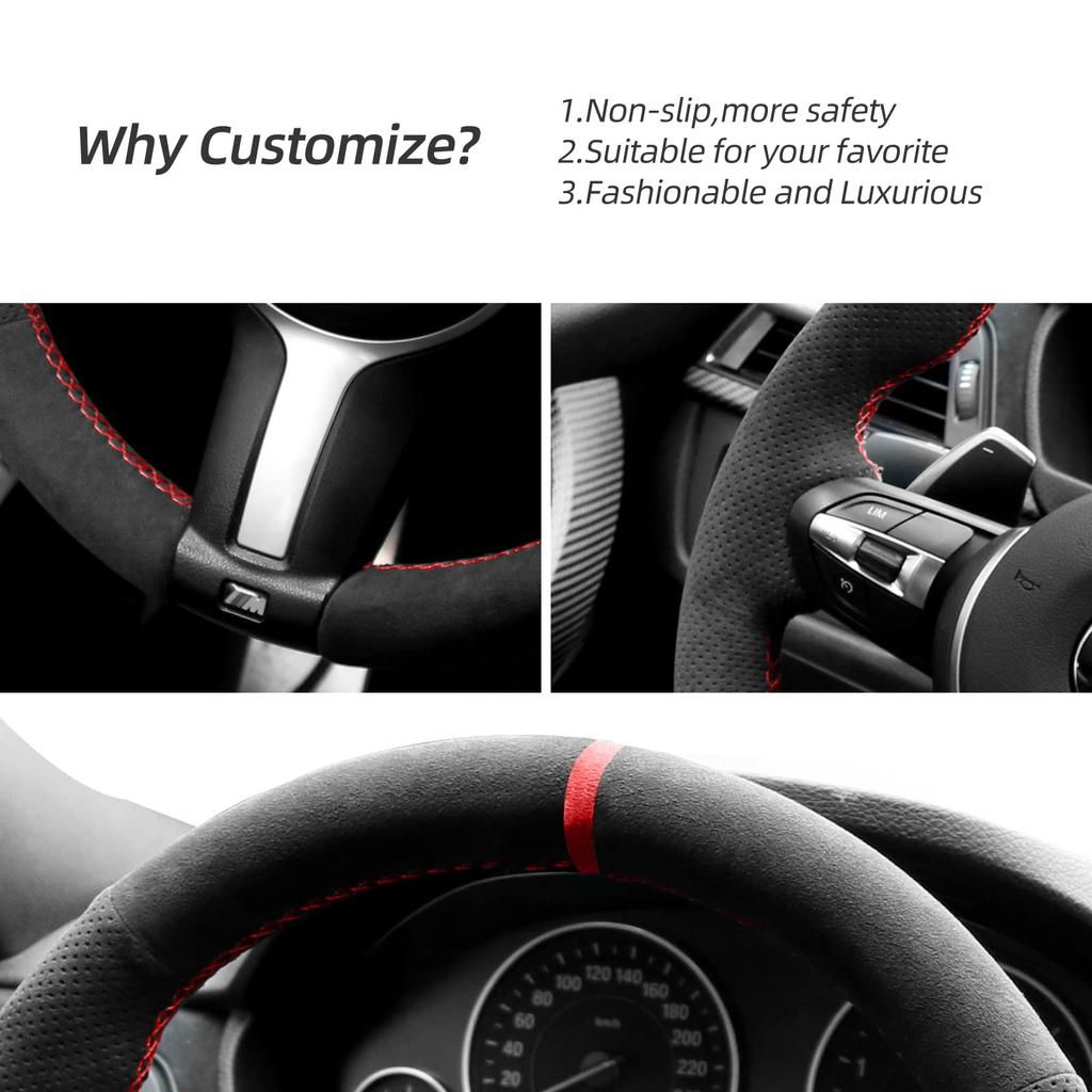 Alfanxi Ручная строчка Итальянская Алькантара Чехол-оплетка на руль автомобиля для BMW 2 3