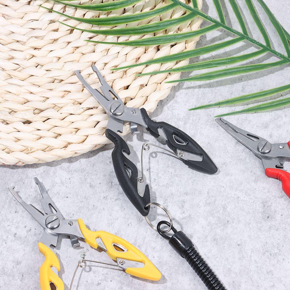 With Lanyard Plastic Handle Bait Line Cutter Fishing Pliers Hook Removers Stainless Steel Scissor