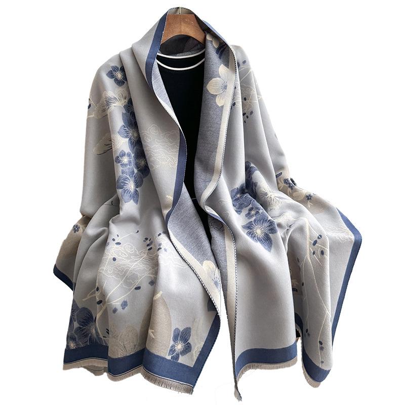 Зимний шарф из искусственного кашемира с принтом, теплый, женский, высококлассный, с темпераментом, универсальная шаль, шарф двойного назначения