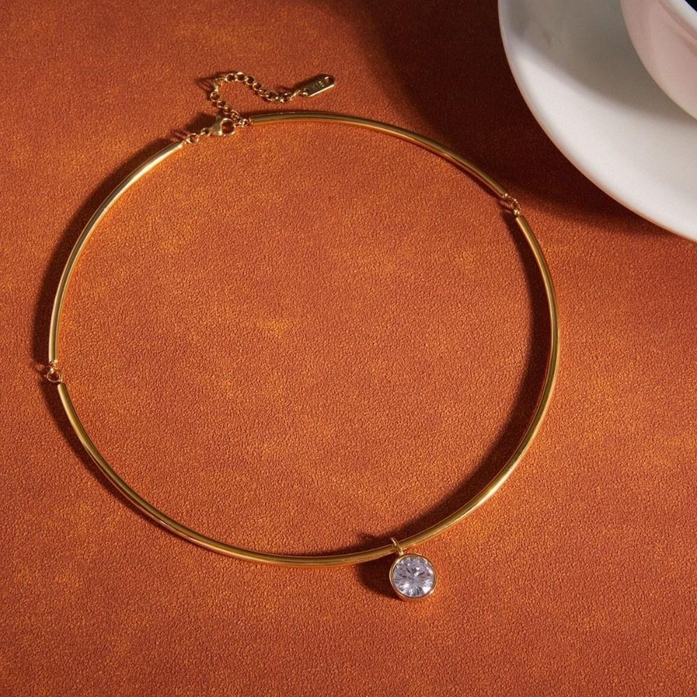 Gold Plated Pendant Necklace Stainless Steel Neck Collar Retro Neck Chain Fashion Jewelry