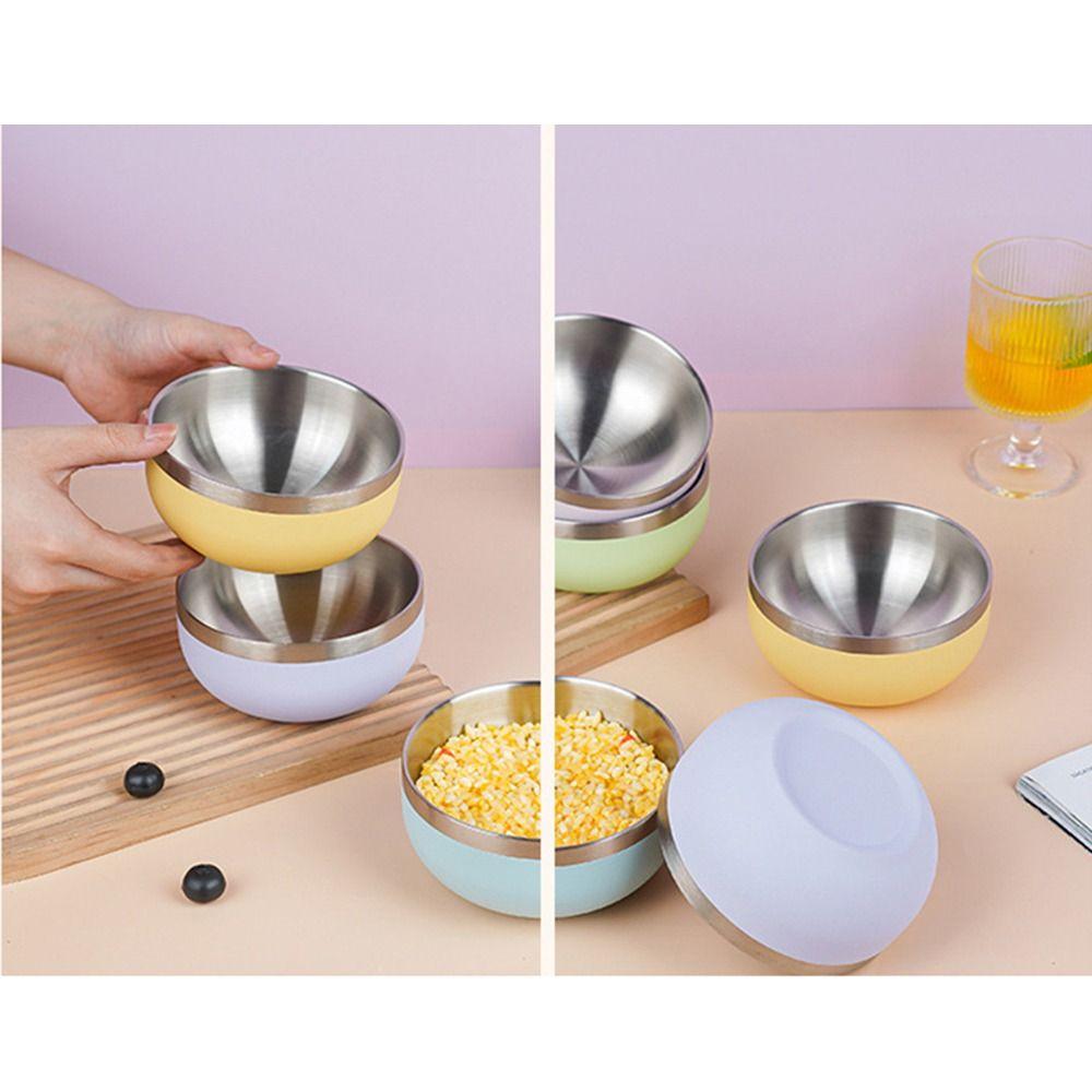 Round Bowl Fruit Salad Bowl Multi-color Food Container Stainless Steel Bowl  Kitchen Tableware