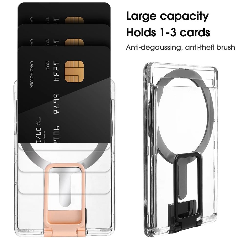 Card Case Card Bag Transparent Phone Kickstand for Apple Magsafe for iPhone 15 14 13 12