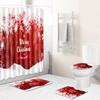 Christmas Bathroom Non-Slip Door Mat, Shower Curtain Floor Mat Combination Four-Piece Toilet Absorbent Carpet
