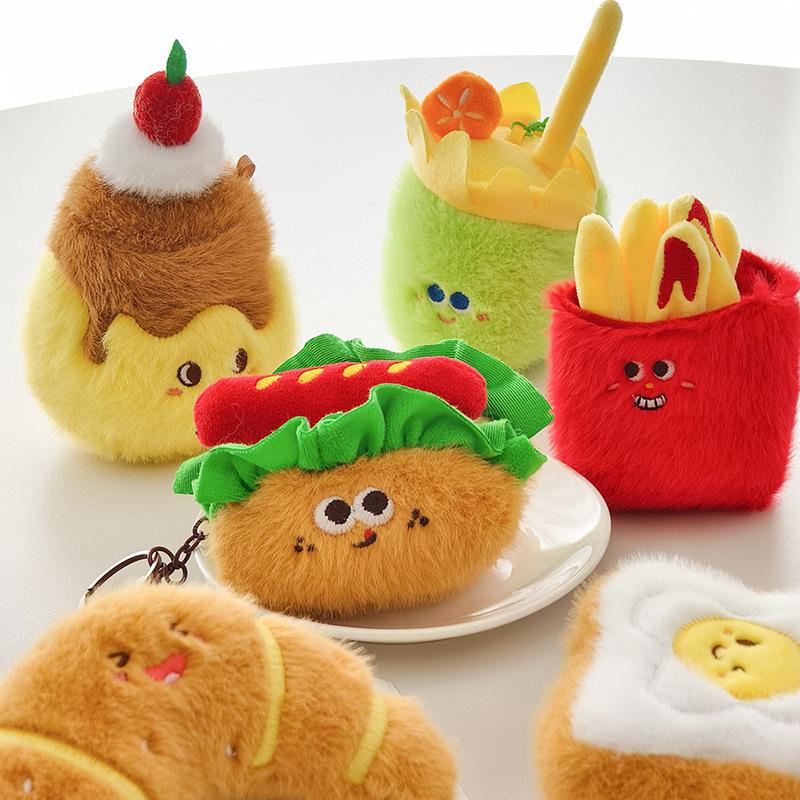 Милый багет круассан плюшевый кулон имитация еды хлеб подвесное украшение брелок куклы киоск куклы