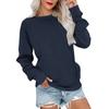 Women's Fashion Sweatshirt Round Neck Long Sleeve Solid Color Casual Loose Pullover Sweatshirt Sweater