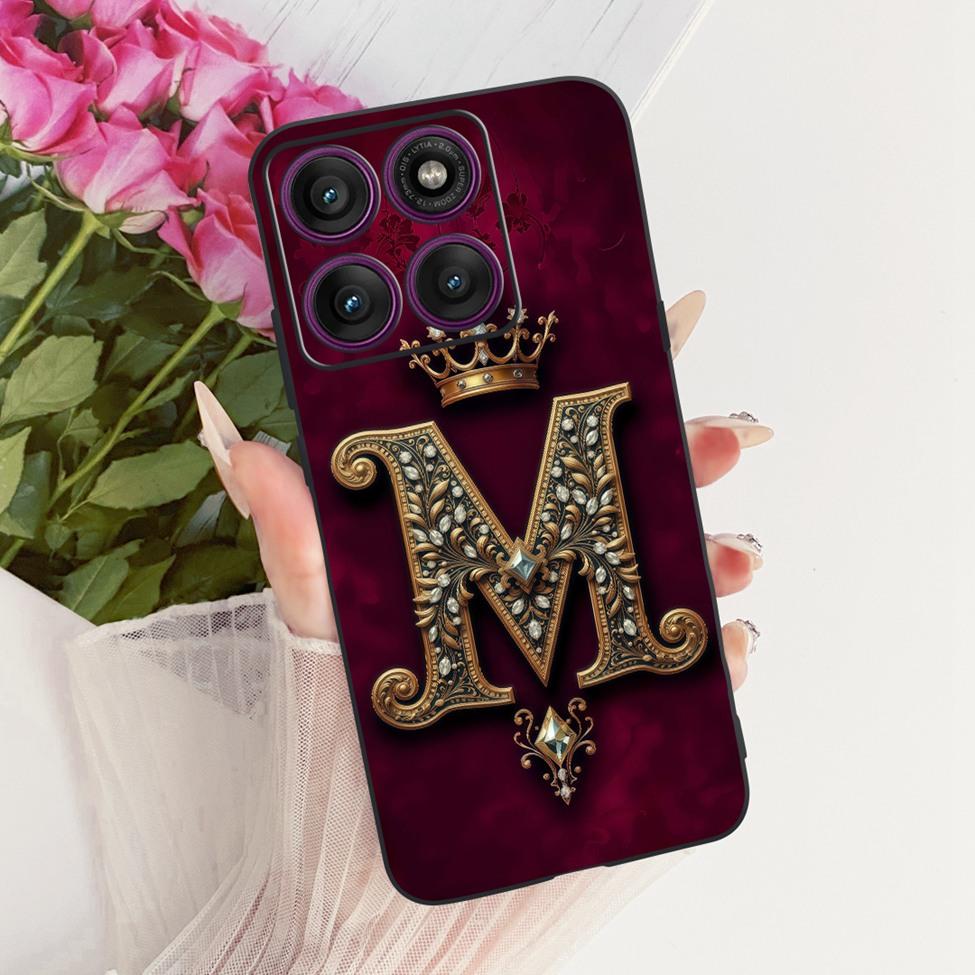 Чехол для Motorola Edge 60 Pro Силиконовый Роскошная Корона Буквы А-Я 2D Расписной Мягкий Корпус Для Motorola Edge 60Pro XT2507-1 Обложка