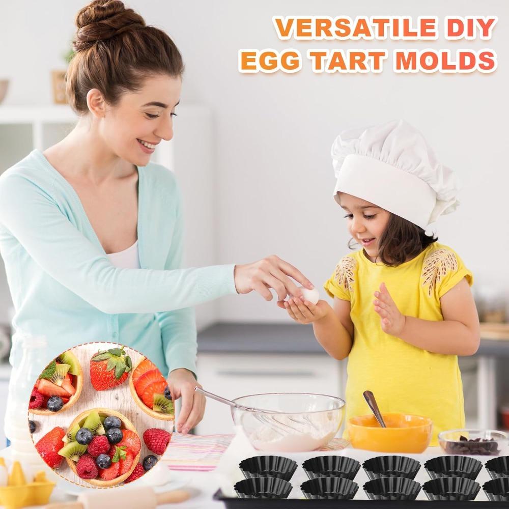 Мини-формочки для тартов 8 см Формочки для яичных тартов со съемным дном Антипригарные маленькие гофрированные формочки для кексов Форма для тартов, киша для пирогов