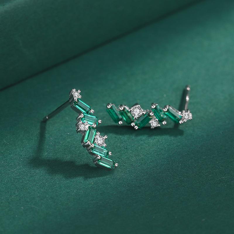 Стильные серебряные серьги 925 пробы для женщин, нерегулярные серебряные серьги с зеленым цирконом, высококачественные серьги для вечеринок, подарок на день рождения, ювелирные изделия из стерлингового серебра