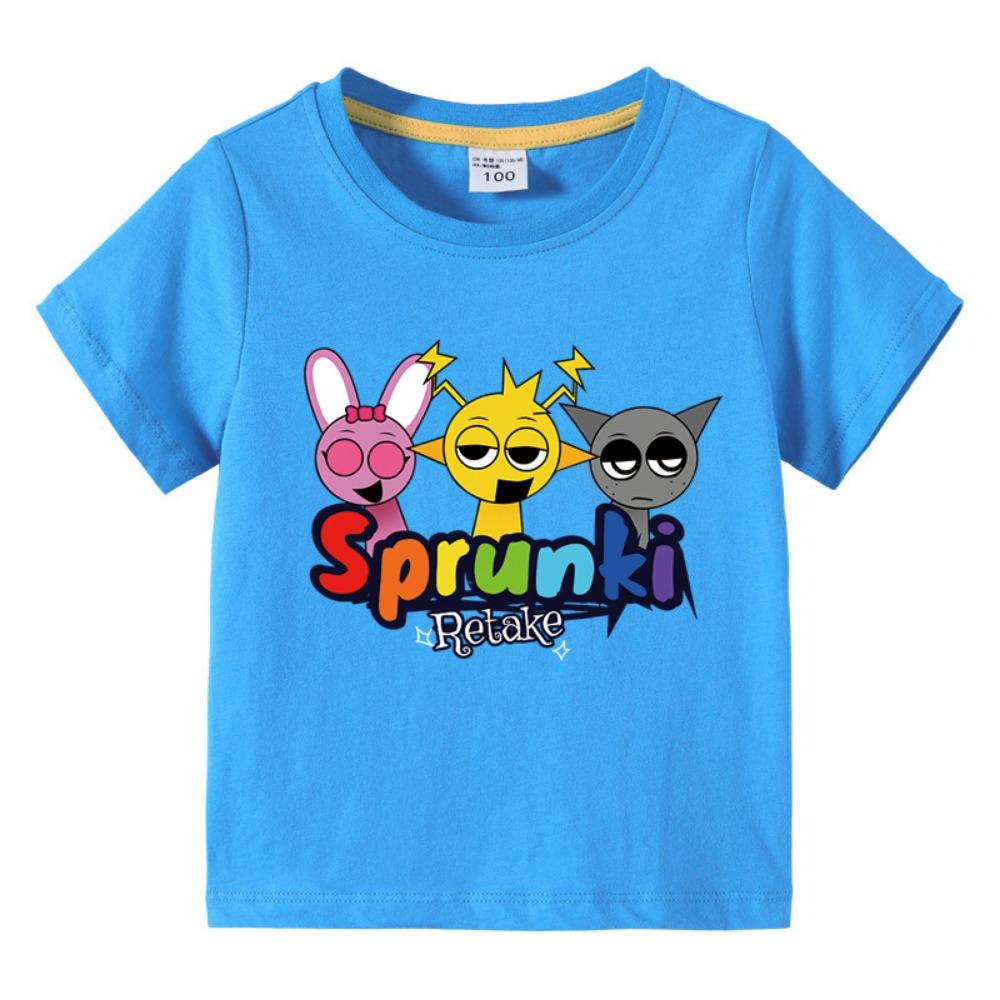 Мультяшная футболка Sprunki Детская футболка Incredibo Блузка с коротким рукавом для девочки-малышки Летняя одежда для мальчика Детская одежда