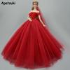 Red Fashion Doll Dress For Barbie Doll Clothes Outfits Party Gown Wedding Dresses For Barbie Dollhouse 1/6 Dolls Accessories