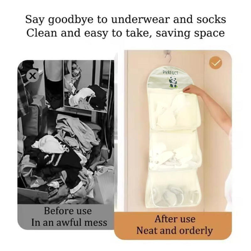 Двухслойный подвесной органайзер для хранения, подвесной органайзер для хранения носков, сетчатый органайзер для шкафа/общежития, настенный органайзер для сортировки нижнего белья