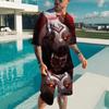 Летний Новый мужской набор футболок с животными 3D-печать с узором животных Спортивный костюм Модная мужская толстовка Футболка Комплект из двух предметов