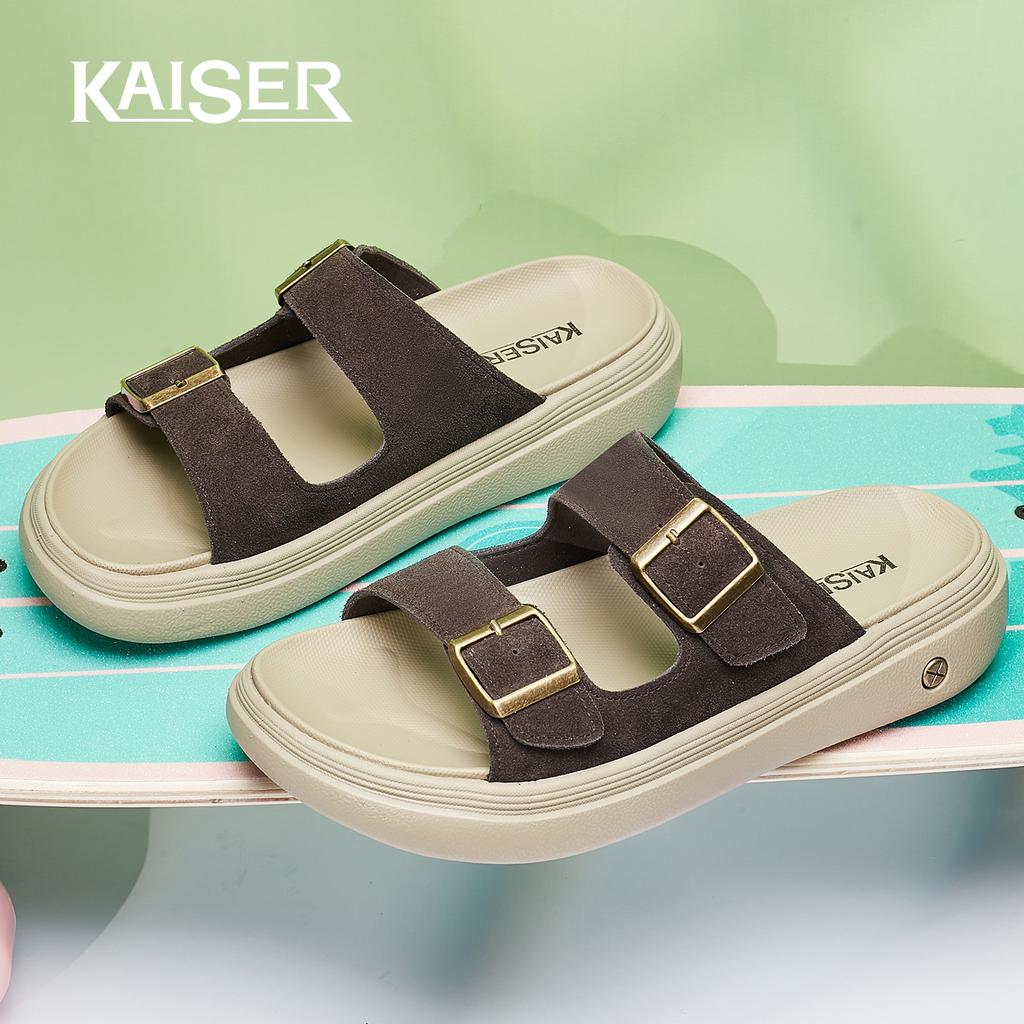 Caesar summer leather one-piece slippers for men, 2026 new style for men's casual beach shoes, anti slip and odor proof