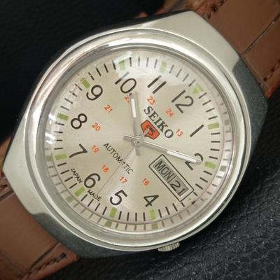 ВИНТАЖНЫЕ МУЖСКИЕ АВТОМАТИЧЕСКИЕ ЧАСЫ SEIKO 5 ЯПОНИЯ СЕРЕБРИСТЫЙ ЦВЕТ ЦИФЕРБЛАТ a708521-1