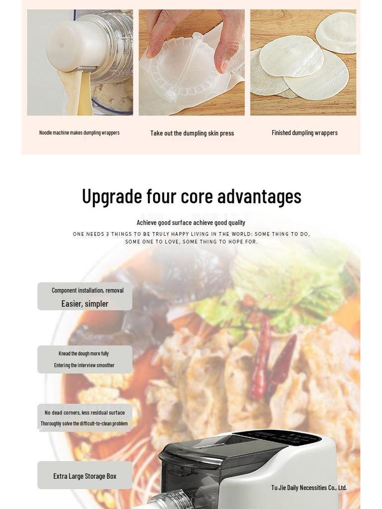 Fully Automatic Electric Noodle Press & Dough Mixer - Small, Multifunctional Machine for Homemade Noodles & Dumpling Skins