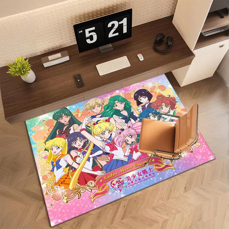 Cute cartoon theme Sailor Moon Tsukino Usagi cartoon rug Multifunctional household anti-slip decorative door mat, outdoor floor mat, and carpet Y6