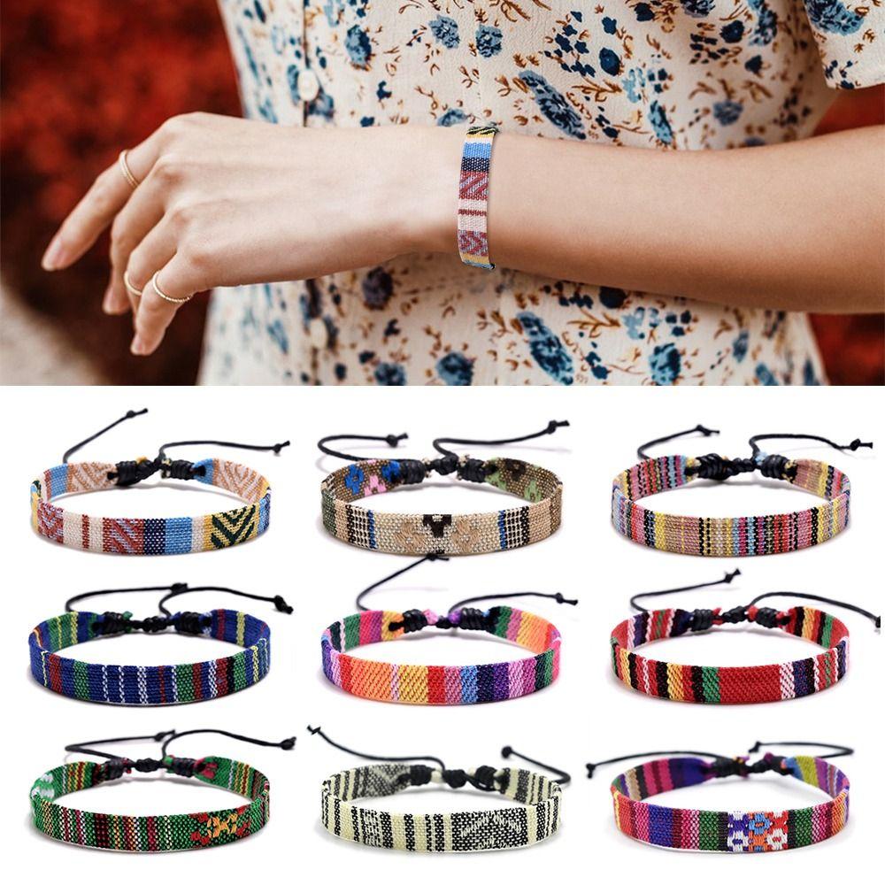 Multicolor Fabric Art Bracelet Ethnic Style Braid Bracelets Fashion Weave Bracelets  Unisex