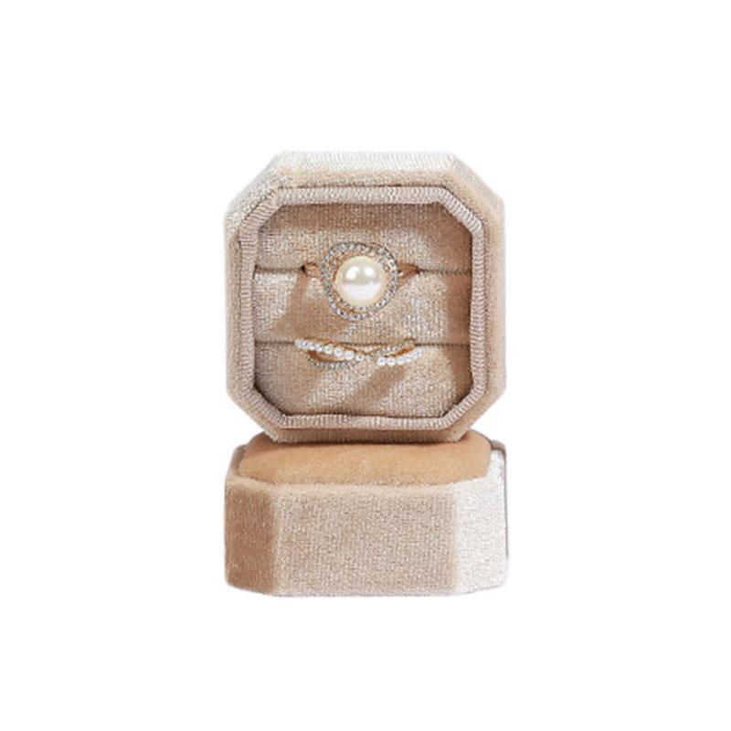 Бархатное двойное кольцо, восьмиугольное кольцо для хранения ювелирных изделий, съемная крышка, коробка для колец, винтажный держатель для подарков с одним кольцом