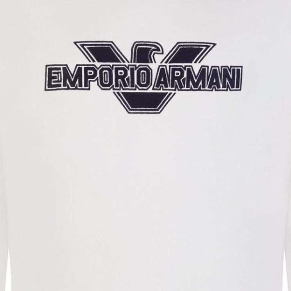 Emporio Armani Однотонная толстовка с длинным рукавом в рубчик Мужские топы Белый 3R1MDA-1JRIZ-0101