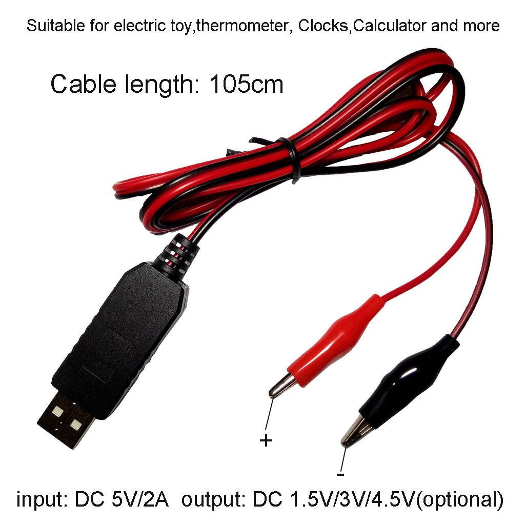 Устранитель батареек AA AAA USB 5V на 1.5V/3V4.5V Понижающий зажим Кабель-преобразователь устранителя батареек Для часов Пульта ДУ