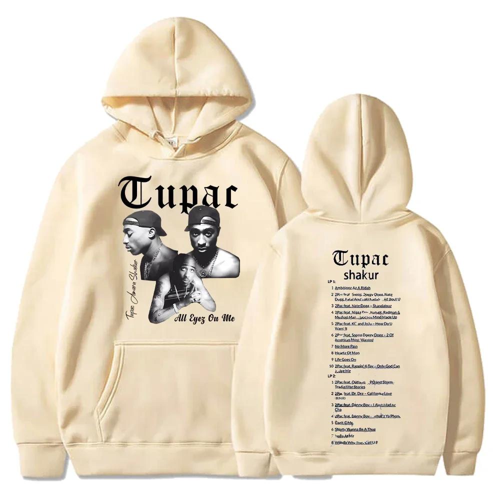 Толстовка Тупак Шакур Мужская Женская С Принтом All Eyez on Me Худи с Капюшоном Хип-Хоп Портрет Рэпера Пуловер Уличная Одежда Повседневная Худи для Фанатов Подарок
