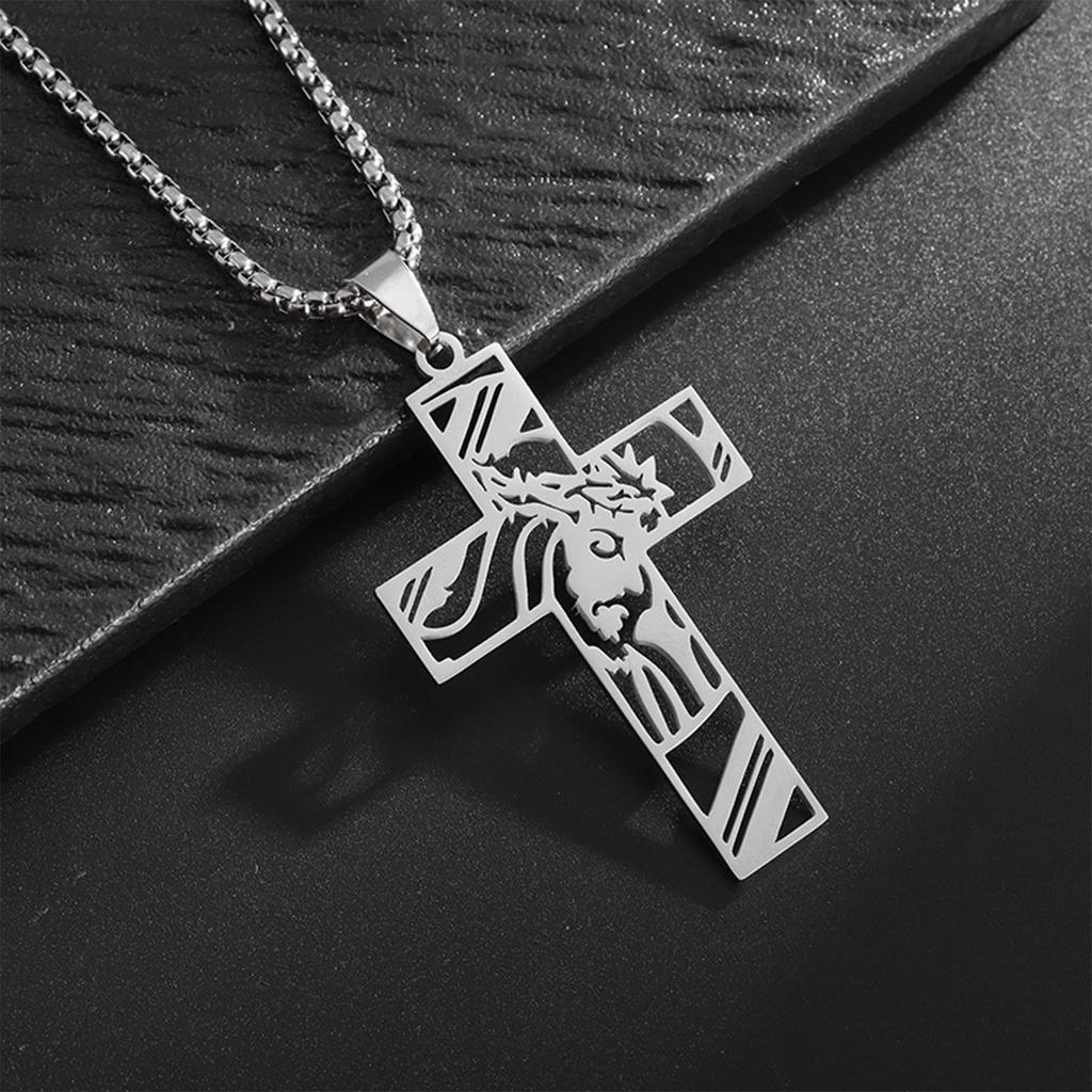 Adjustable Length Clavicle Chain Crucifix Pendant Necklace Unisex Christian Religious Neckchain Jewelry for Men Women