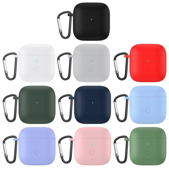 Earphone Case Simple Flexible with Carabiner Earphone Case Bluetooth-compatible Earbuds Silicone Cover Earphone Sleeve