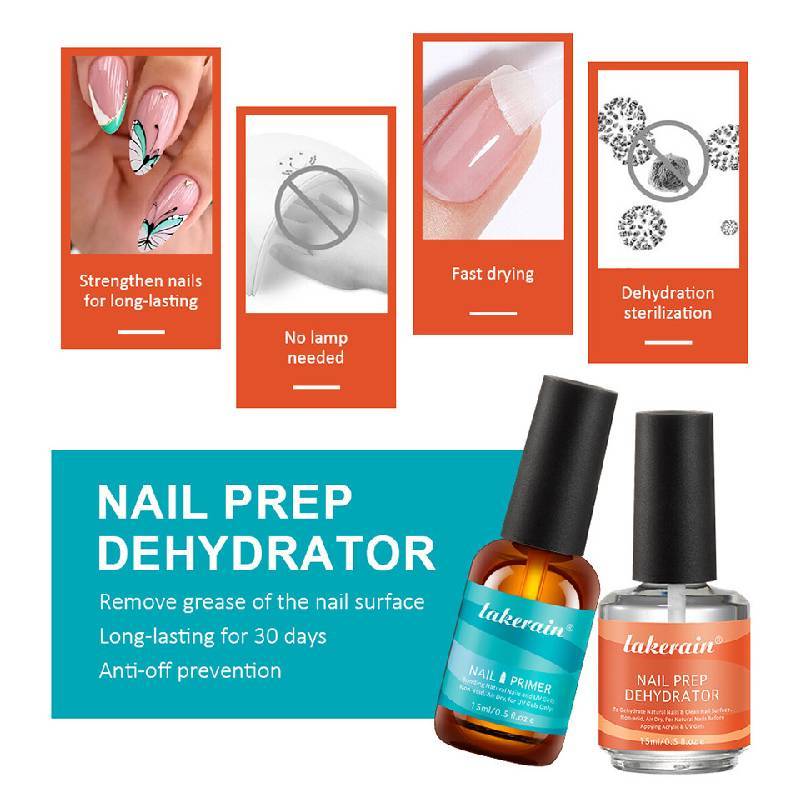 Nail Primer Set With Balancing Solution And Adhesive For Professional Manicure Care