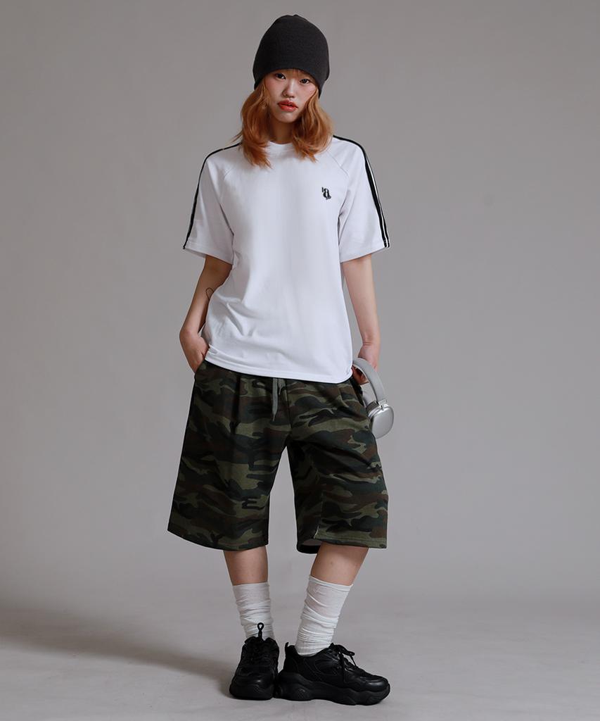 LIKE THE MOST Track Raglan Oversized Short Sleeve T-Shirt_White