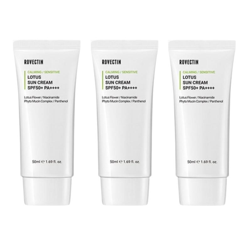 ROVECTIN Успокаивающий солнцезащитный крем с лотосом 50 мл SPF50+ PA++++ Увлажняющий Легкий Веганский Солнцезащитный крем Нелипкий Свежий финиш