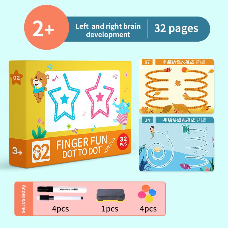 Kids First Reusable Writing Book Brain Development Tool Portable Left Right Brain Training Early Learning Aid