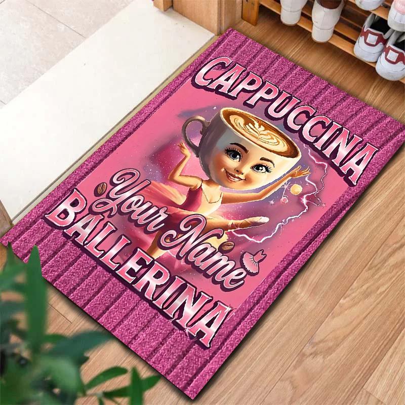 Ballerina Cappuccino Theme Custom Name Carpet Rug For Living Room Bedroom Home Sofa Decoration Kids Play Nonslip Floor Mat