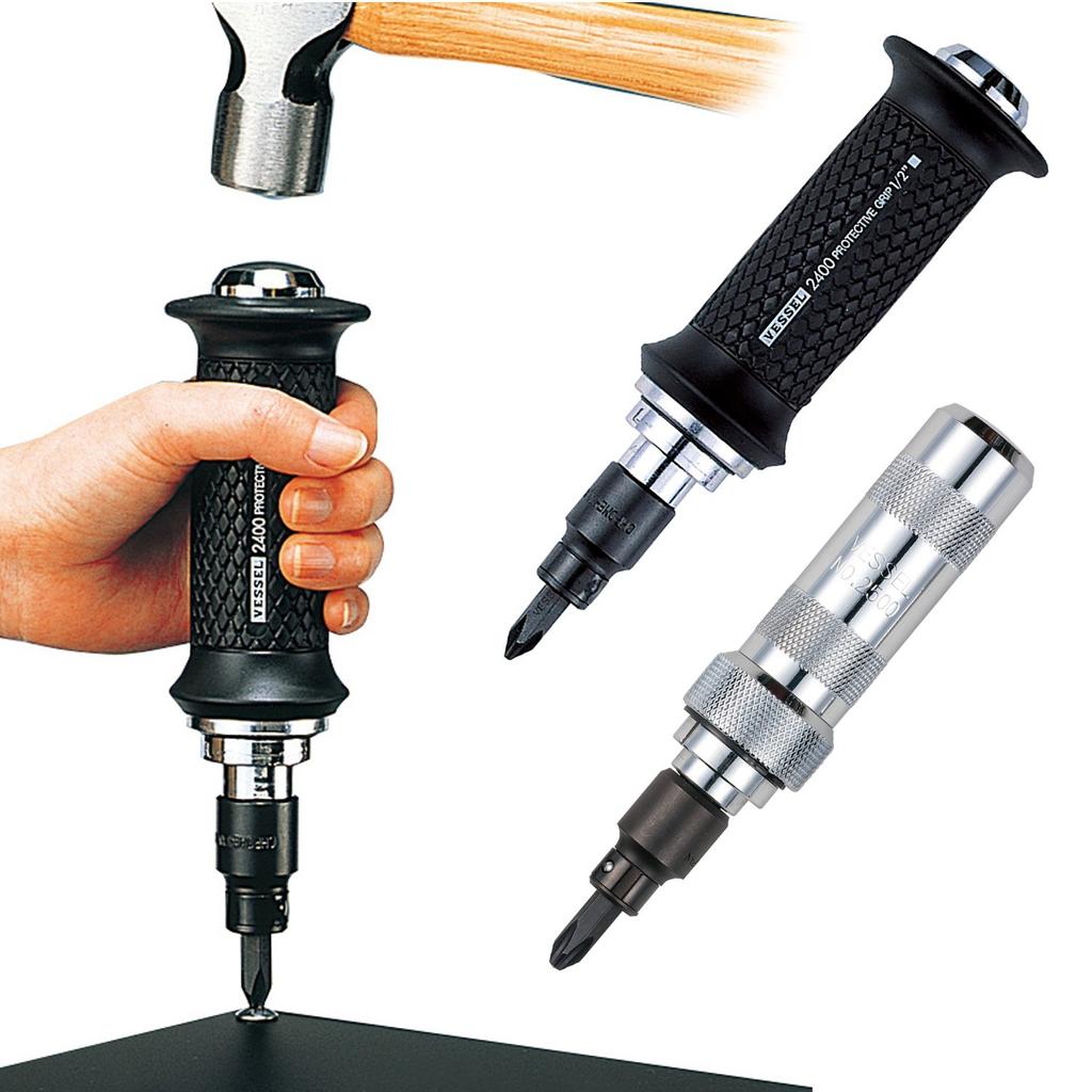 Бита для ударного гайковерта VESSEL для ручного инструмента x 80 мм, набор из 10 шт. E C51 ZP +3 твердость (Низкая твердость)