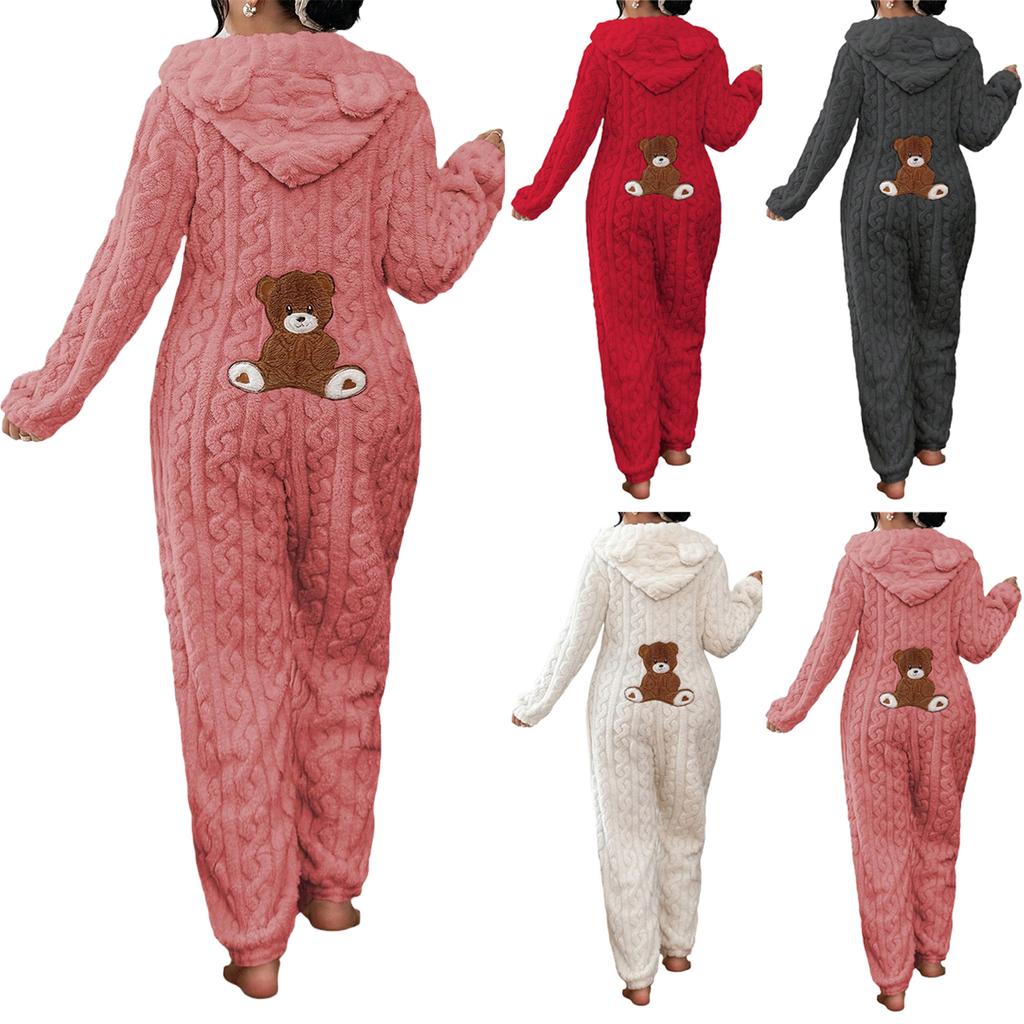 Women's Hooded Long Sleeve Pajama Jumpsuit for Casual and Sleep