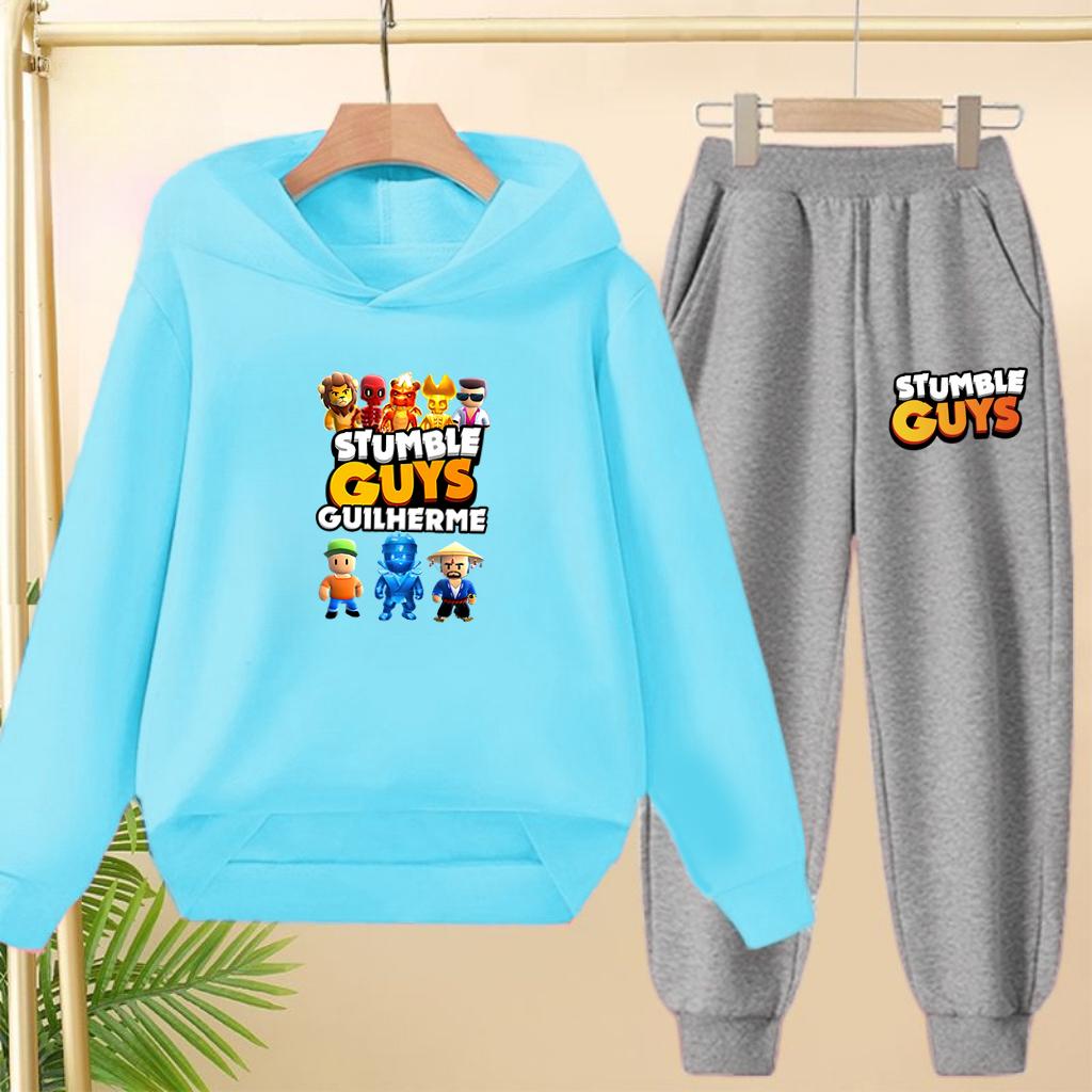 Children's Hoodie Pullover 3-12Yrs Anime GUYS Print Charming Coat Sweatshirt+Pants Boys Girls Toddler Trendy Clothes Leisure Set