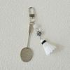 Cute Novelty Mini Badminton Racket Keychain Pendant Creative Car Key Ring Exquisite Backpack Decoration Accessories Gifts