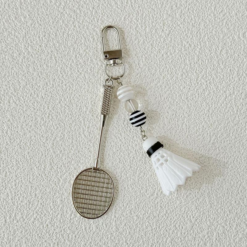 Cute Novelty Mini Badminton Racket Keychain Pendant Creative Car Key Ring Exquisite Backpack Decoration Accessories Gifts