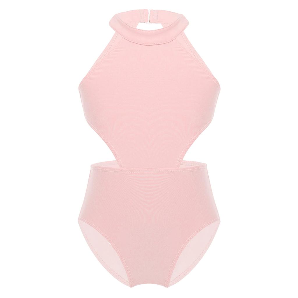 Dance Gymnastics Costume Kids Girls Halter Sleeveless Dance Leotard Jumpsuit
