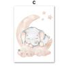 Cute Elephant Hot Balloon Moon Rainbow Cloud Nursery Wall Art Canvas Painting Posters And Prints Pictures Baby Kids Room Decor