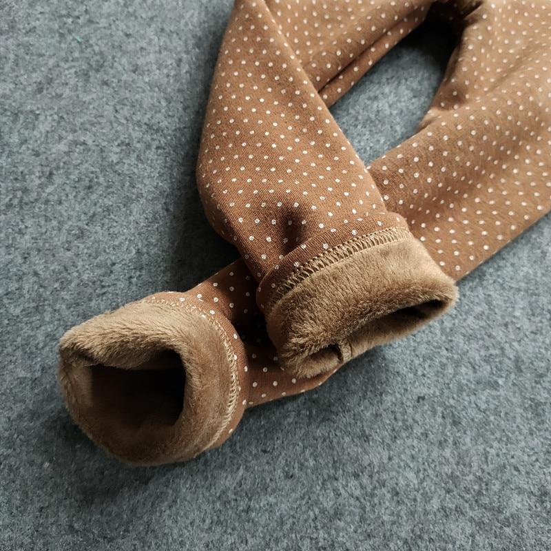 Autumn Winter Kids Pants Small Dot Plus Velvet Girls Leggings Children's Girl Cotton Stretch Trousers Children Clothing