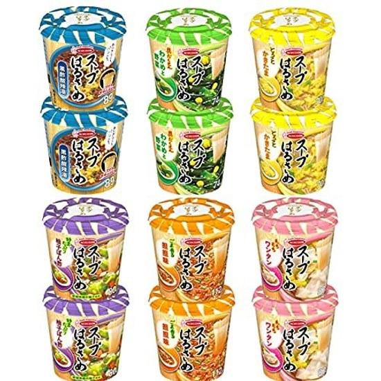 Acecook Soup Harusame 6 Variety Set (Egg Drop Wakame Vegetables Tantan Flavor Yuzu Ponzu Wonton Black Vinegar Sour Soup) 2 each total 12 pieces