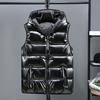 Autumn Winter Men Vest Cotton Padded Hood Solid Color Plus Size Bright Surface Thickened Jacket Streetwear