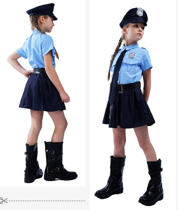 Костюм полицейского для девочек, милый костюм полицейского для игр, косплей, детский костюм для косплея на Хэллоуин