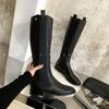 2024 НОВЫЕ Женские Ботинки Челси из Натуральной Кожи Кожаные Туфли До Колена На Каблуке Повседневные Женские Носки Туфли На Платформе Весна Зима Сапоги До Колена