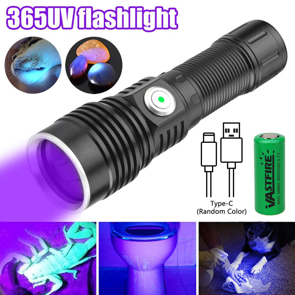 20W UV Flashlight Type-C Rechargeable Portable Waterproof UV Light Torch Flashlight 2025