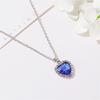 Birthstones Pendant Necklace Heart Shape Synthetic Gemstones With Full Shiny Zirconia Pendant Sparkly Neck Chain For Women